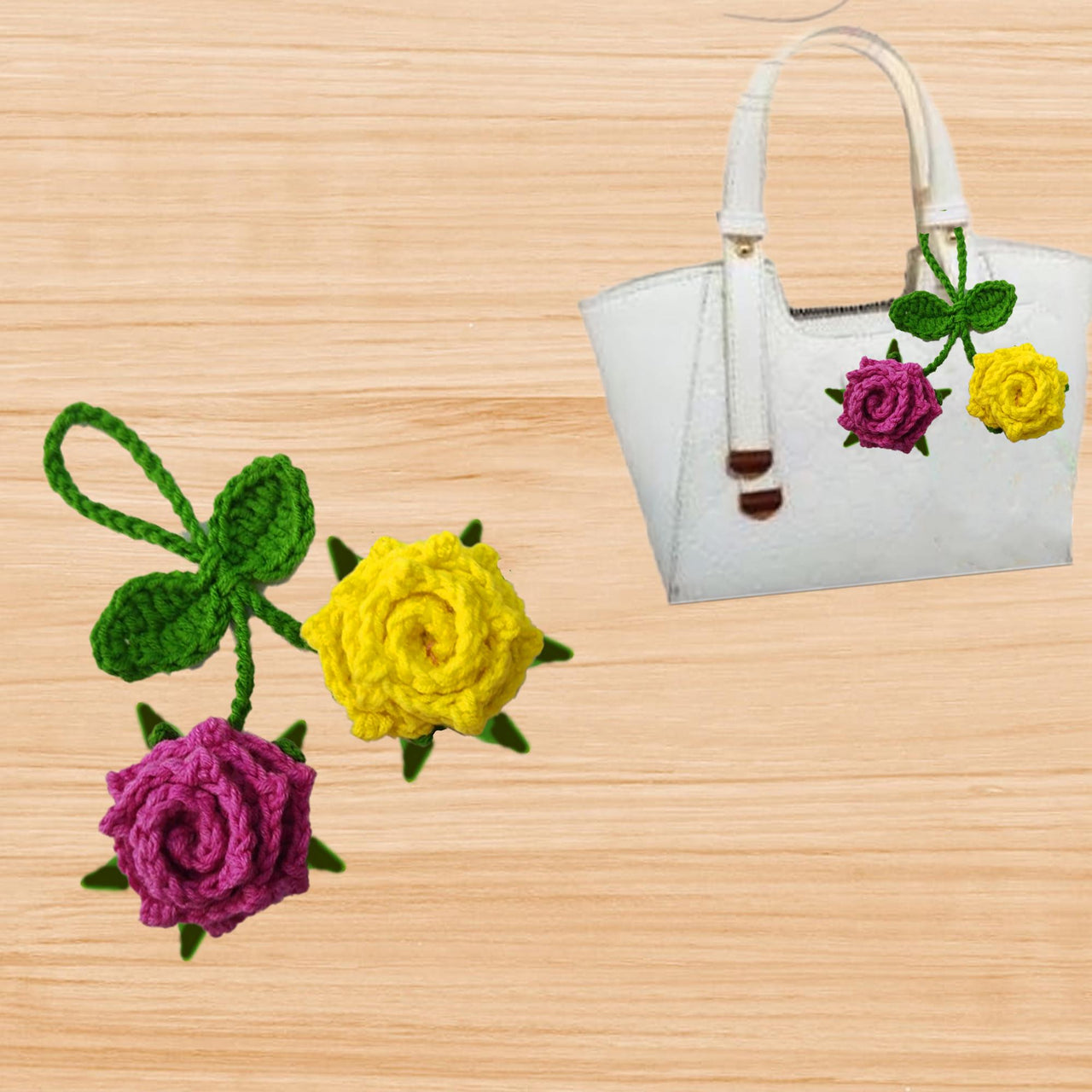 Crochet Flowers Keychain & Bag Charm Pattern (PDF + Video Tutorial)