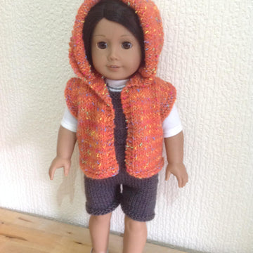 Dolls hooded gilet and dungarees