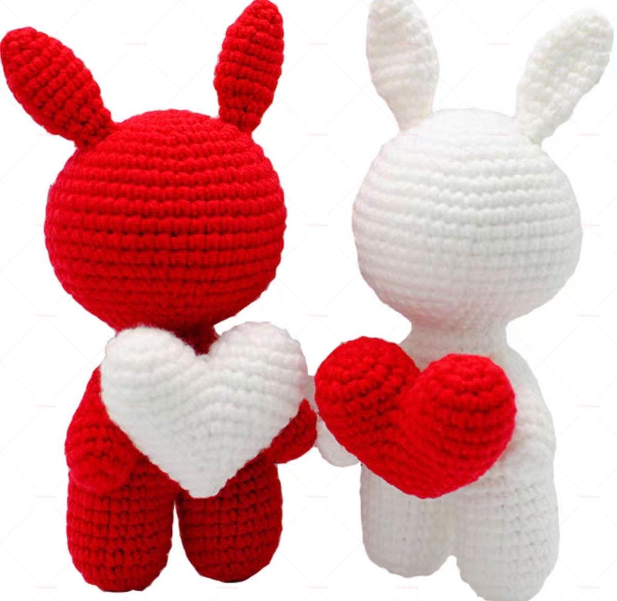 CROCHET BUNNY with heart pattern PDF in English