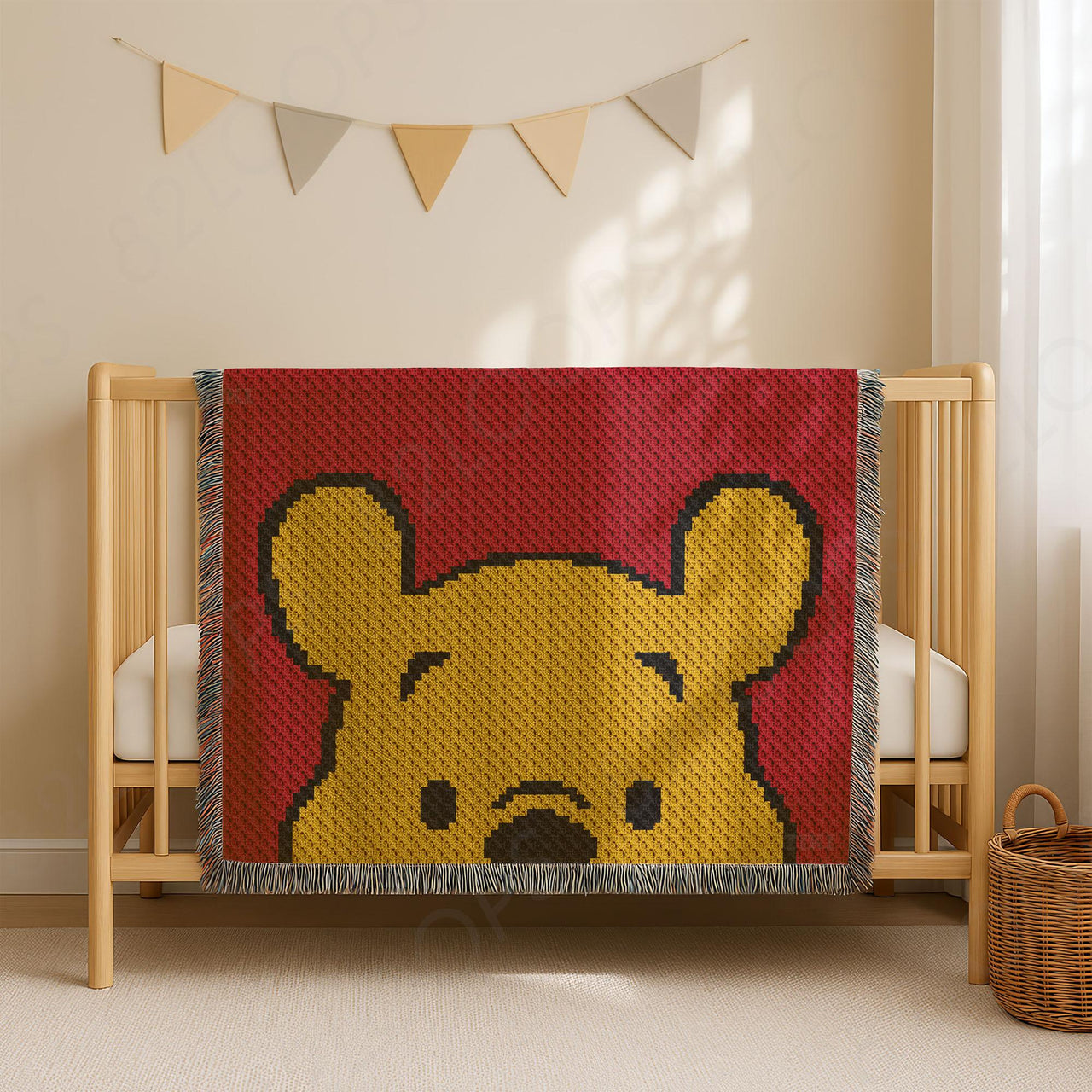 Winnie The Pooh Blanket C2C CROCHET PATTERN Cartoon Red Throw Baby Receiving