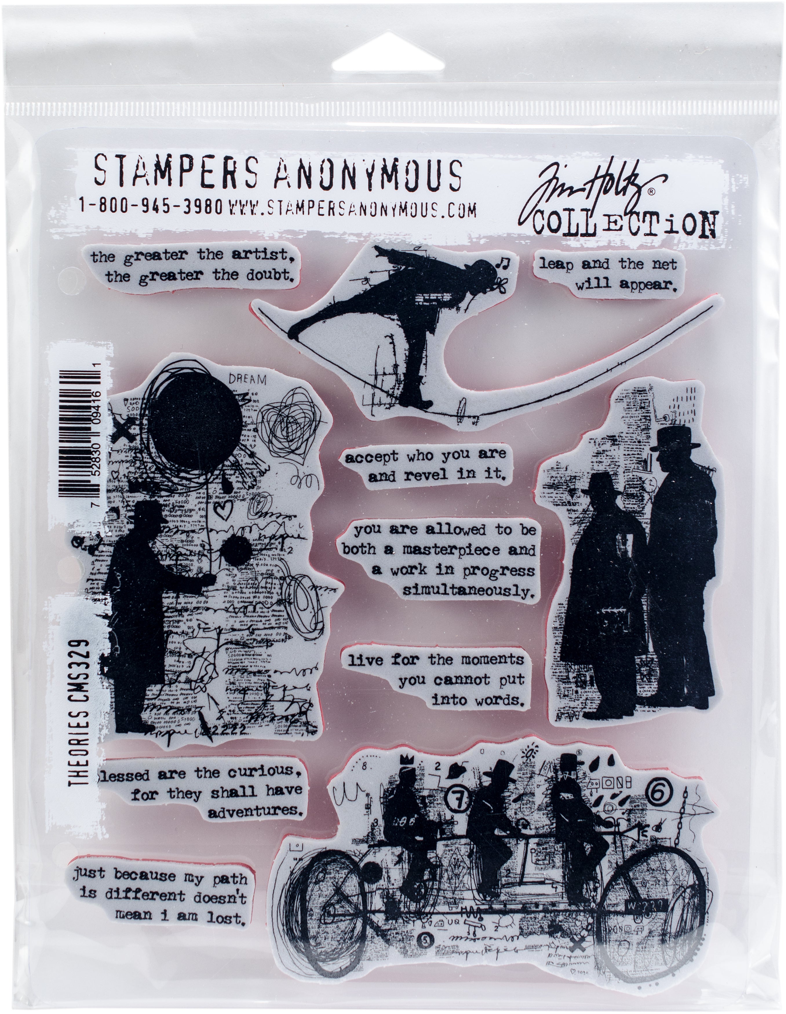 Stampers Anonymous Tim Holtz Cling Stamps 7"X8.5" - Theories