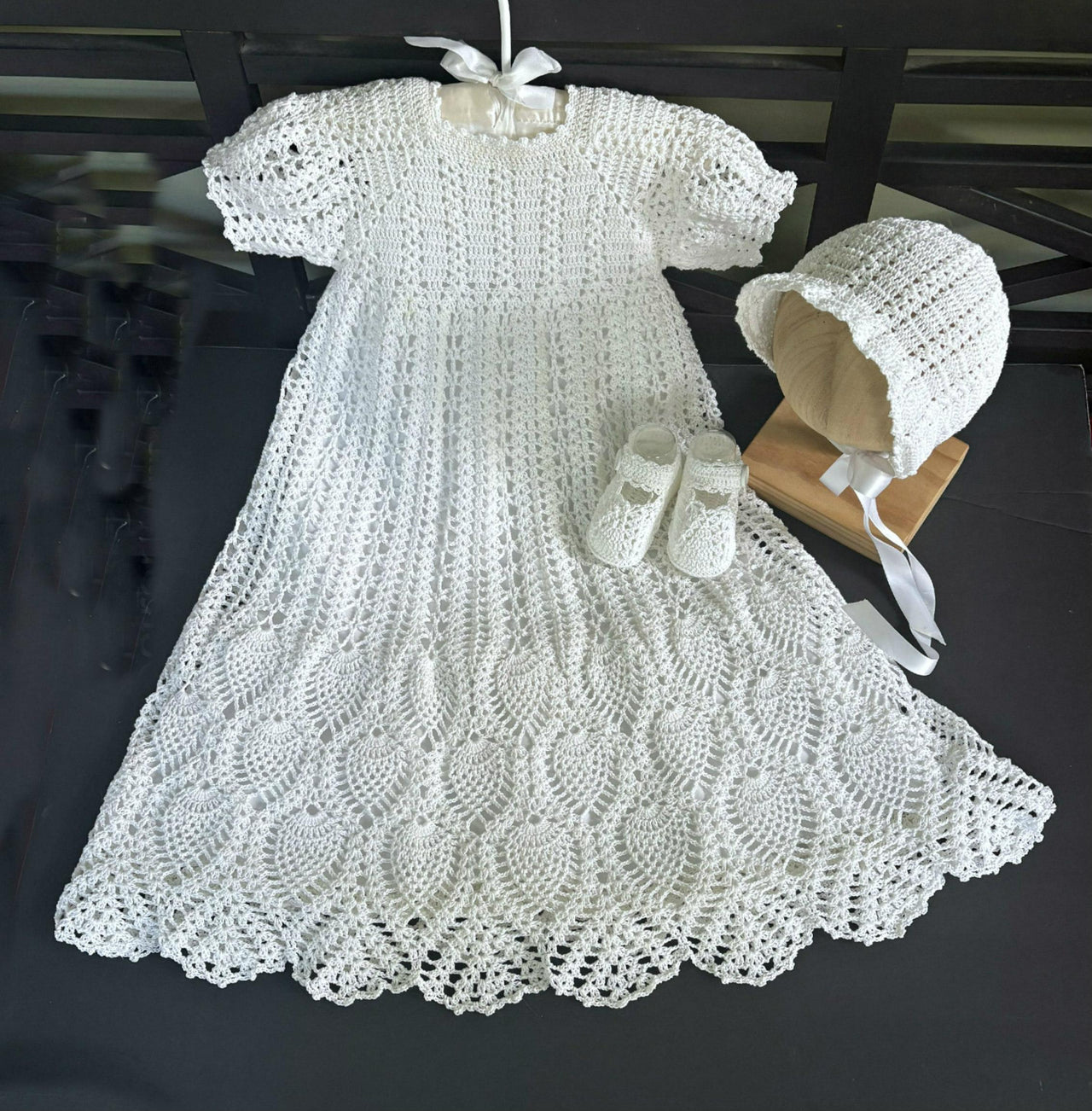 Baby Girl Christening Outfit Pineapple Stitch