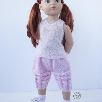 Pink dream outfit knitting flat for 18 in doll