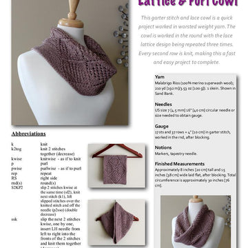 Lattice and Purl Cowl