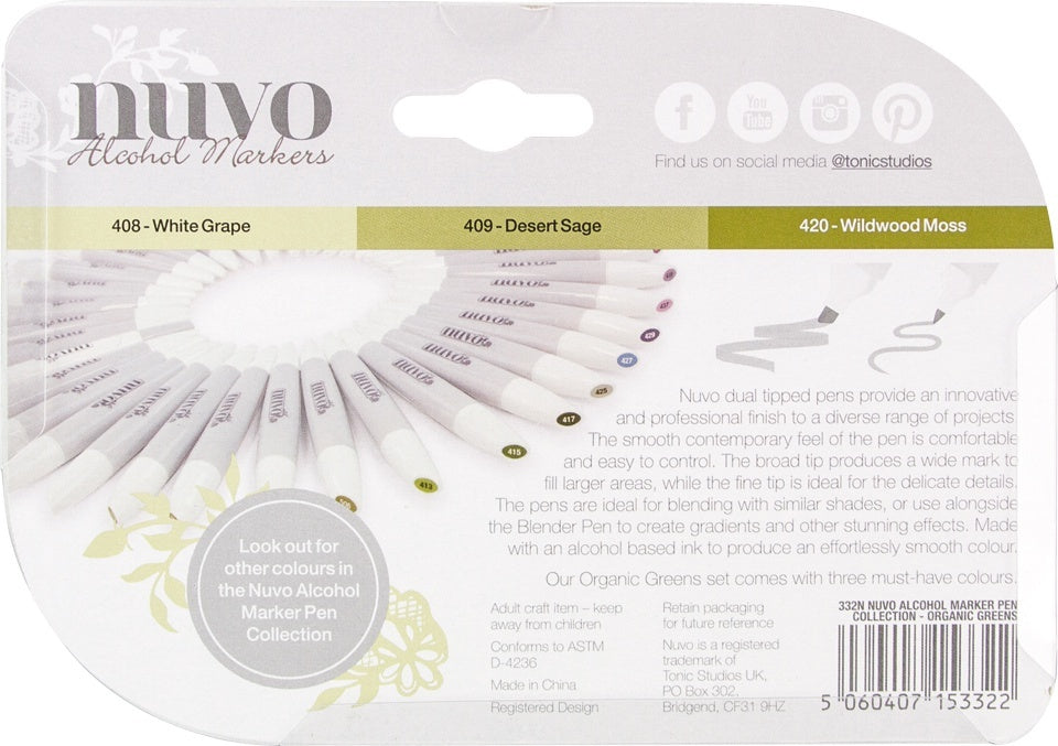 Tonic Studios Nuvo Creative Pen Collection - Organic Greens
