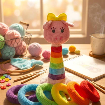 Stacking Rings Rainbow Pig
