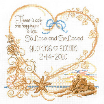 Imaginating Counted Cross Stitch Kit Seaside Wedding Record (14 Count) - 7.5in x 8in