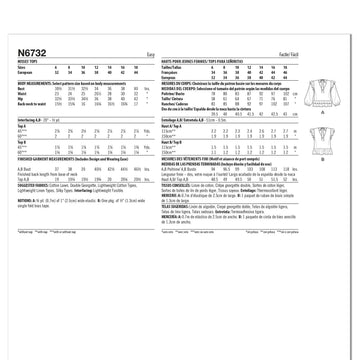 New Look Misses' Tops N6732 - Paper Pattern, Size 6-8-10-12-14-16-18