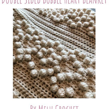 Double Sided Bobble Heart Blanket US terminology By Melu Crochet
