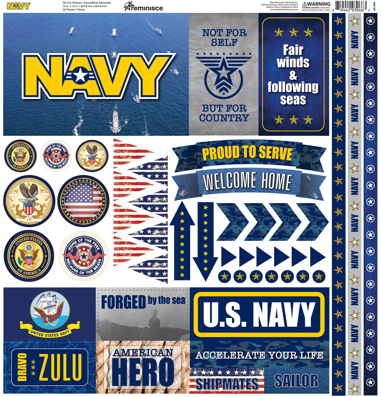 Reminisce Elements Cardstock Stickers 12"X12" - Navy