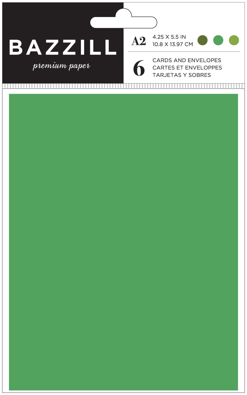 Bazzill Cards W/Envelopes 4.25"X5.5" 6/Pkg - Greens