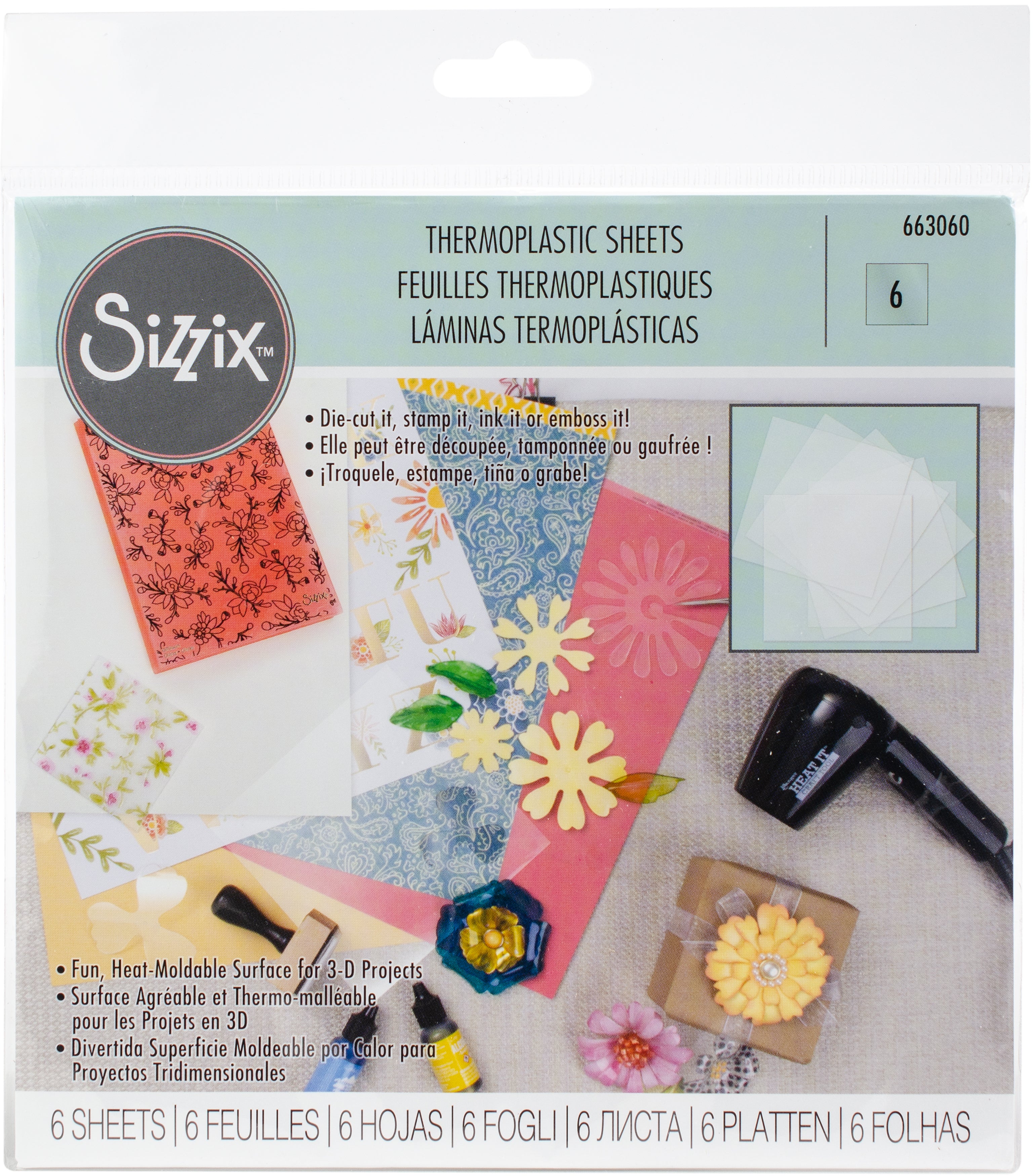 Sizzix Thermoplastic Sheets 6"X6" 6/Pkg - 380170