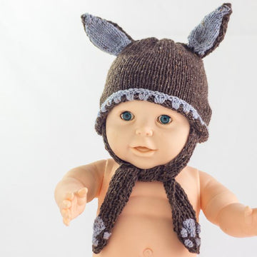 Easy Bunny Knit Hat with Paw Ties