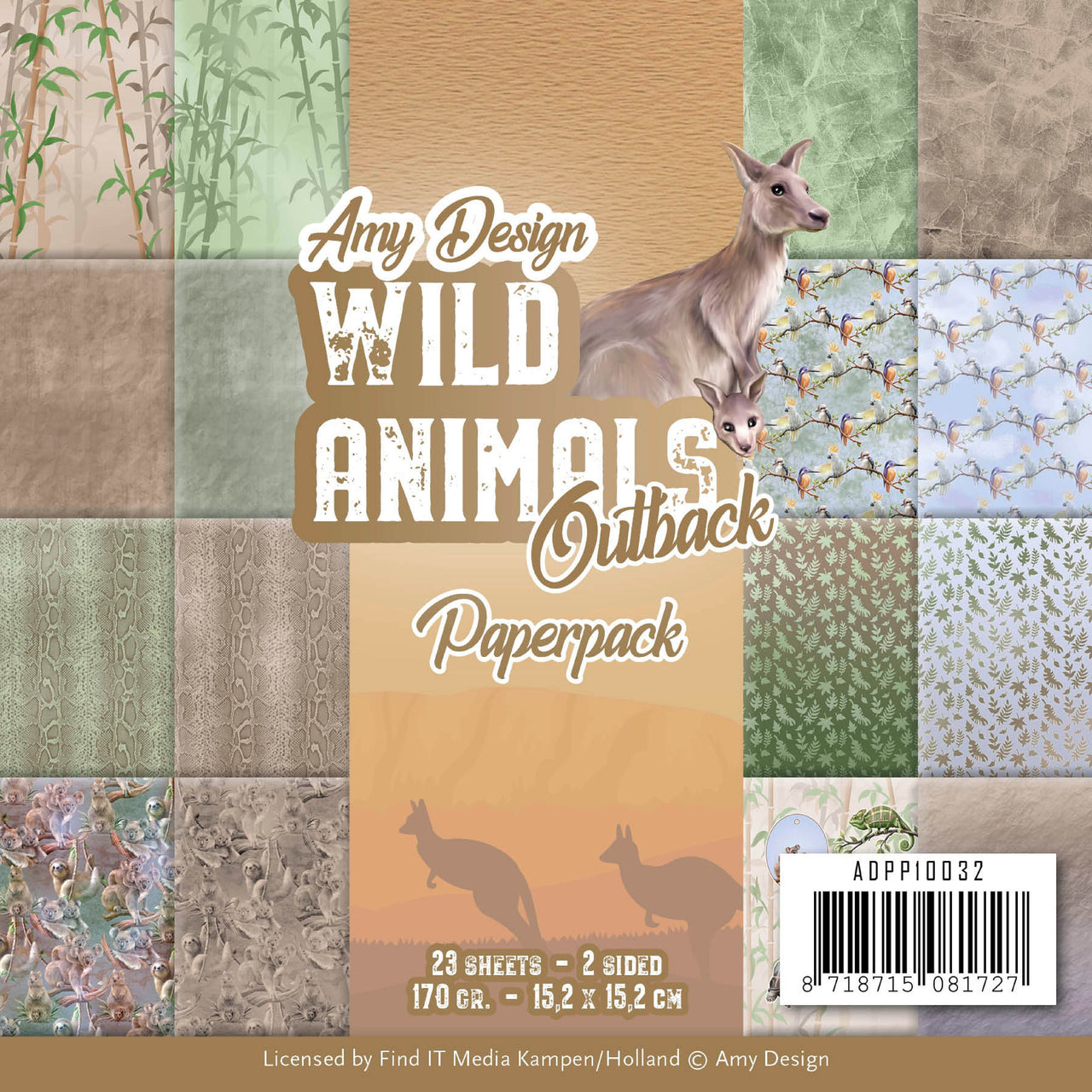 Find It Trading Amy Design Paper Pack 6"X6" 23/Pkg - Wild Animals Outback, Double-Sided