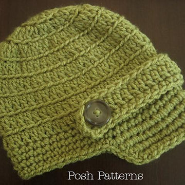 Sideways Ribbed Crochet Newsboy Hat Pattern 166