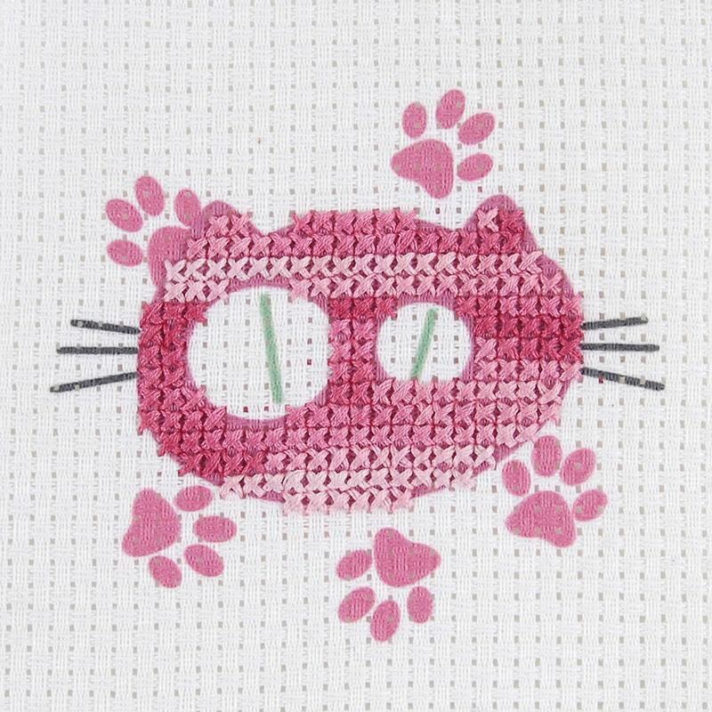 DMC Pink Cat Kids Craft 6+ Embroidery Kit