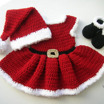 Mrs Santa Hat, Dress and Booties Outfit