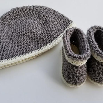 Rag Quilt Baby Hat and Booties