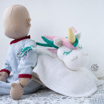 Unicorn Baby Lace Blanket  knitted flat