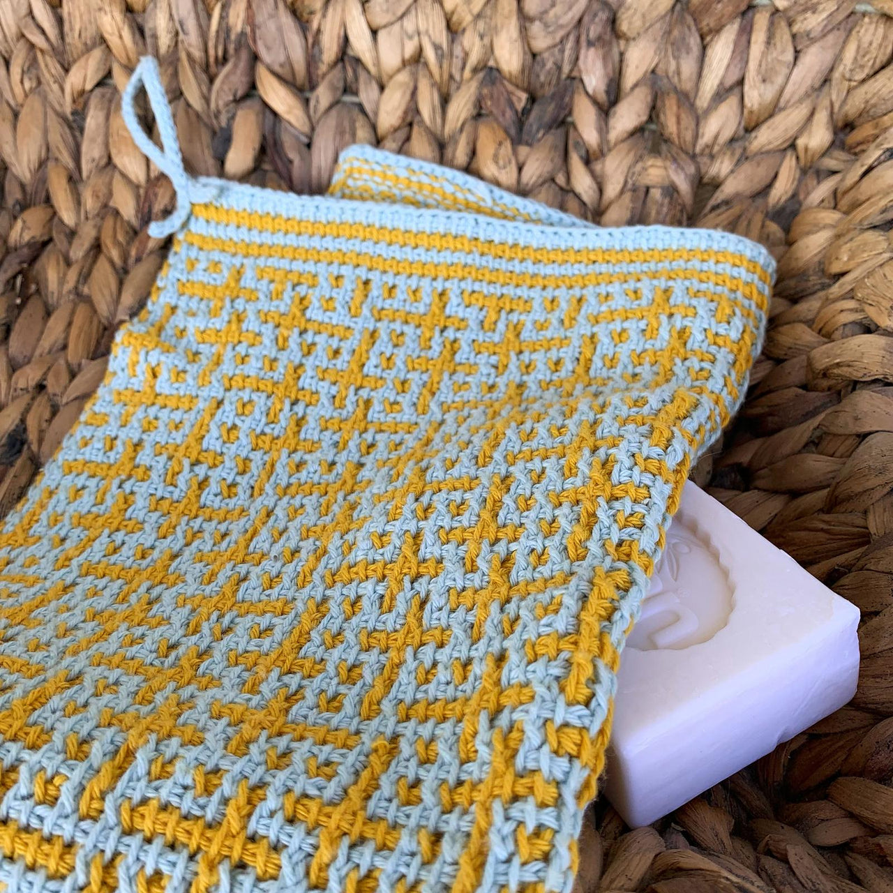 Azulejo Dishcloth (mosaic tunisian crochet)
