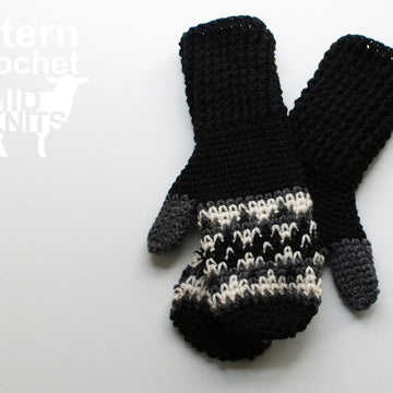 Fair Isle Crochet Argyle Mittens (2016006)