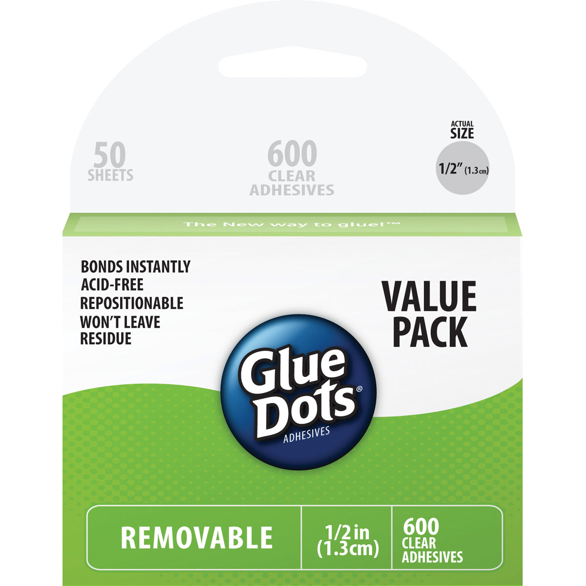Glue Dots .5" Dot Sheets Value Pack - Removeable, 600 Clear Dots