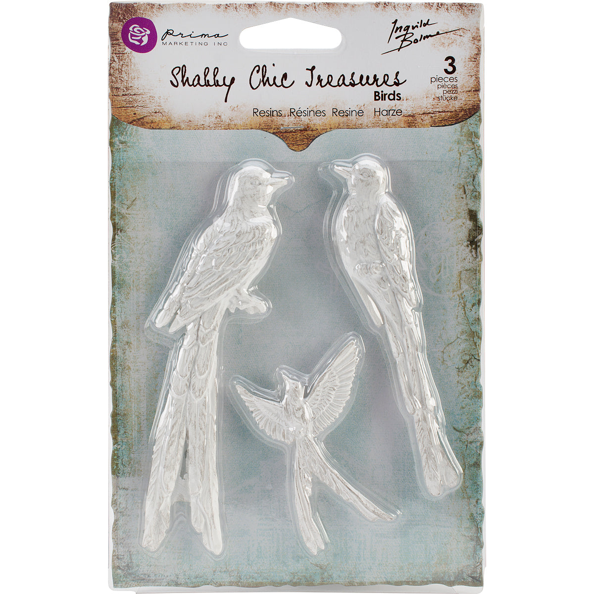 Prima Marketing Shabby Chic Treasures Resin Embellishments - Birds 3/Pkg