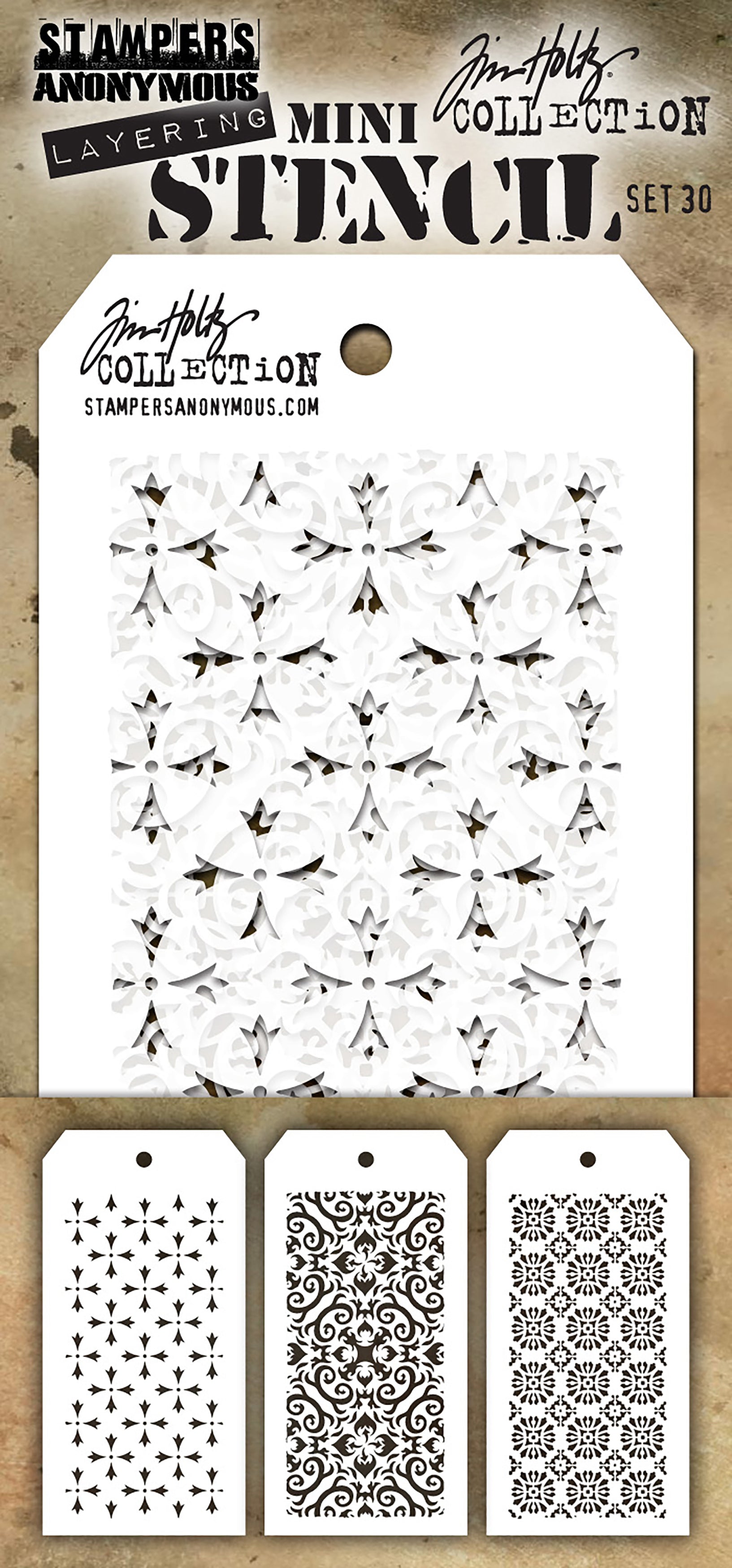 Stampers Anonymous Tim Holtz Mini Layered Stencil Set 3/Pkg - Set #30