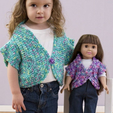 Just Like Me Doll Shrug in Red Heart Gumdrop - LW3146