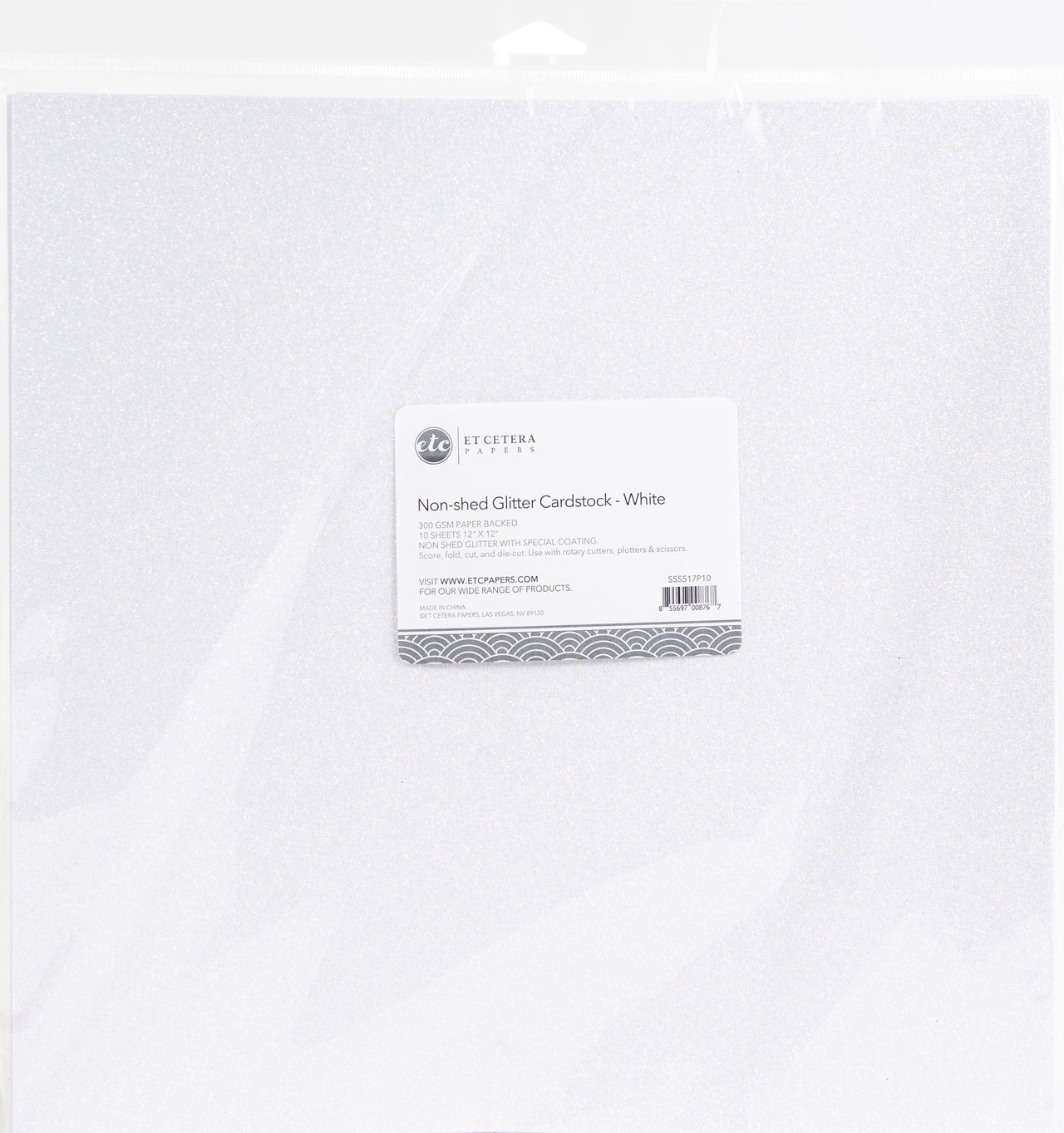 Arc Crafts ETC Papers Non-Shed Glitter Cardstock 12"X12" 10/Pkg - White