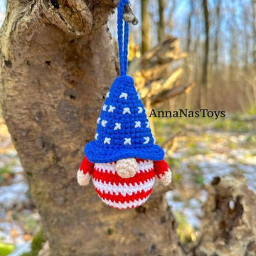 USA Patriotic American Gnome - keychain