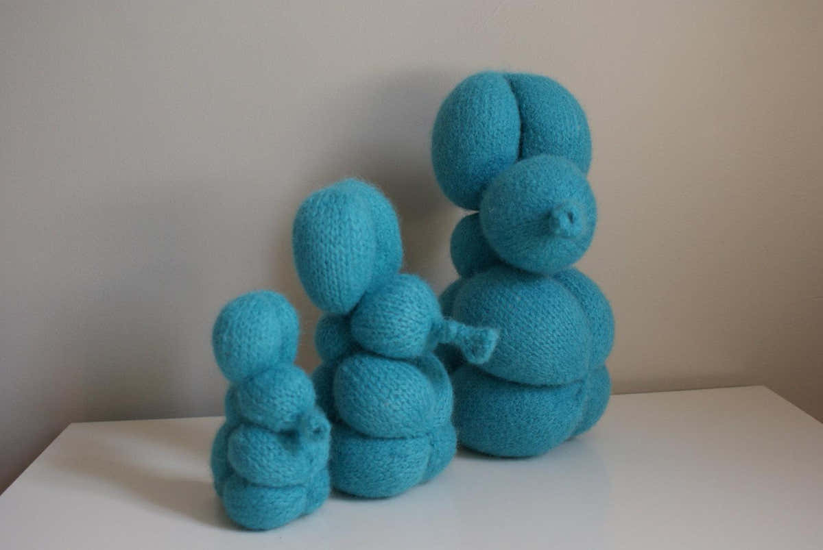 Knit Balloon-Bunny Wool Felt Toy (5" mini, 7" small, 11" large)