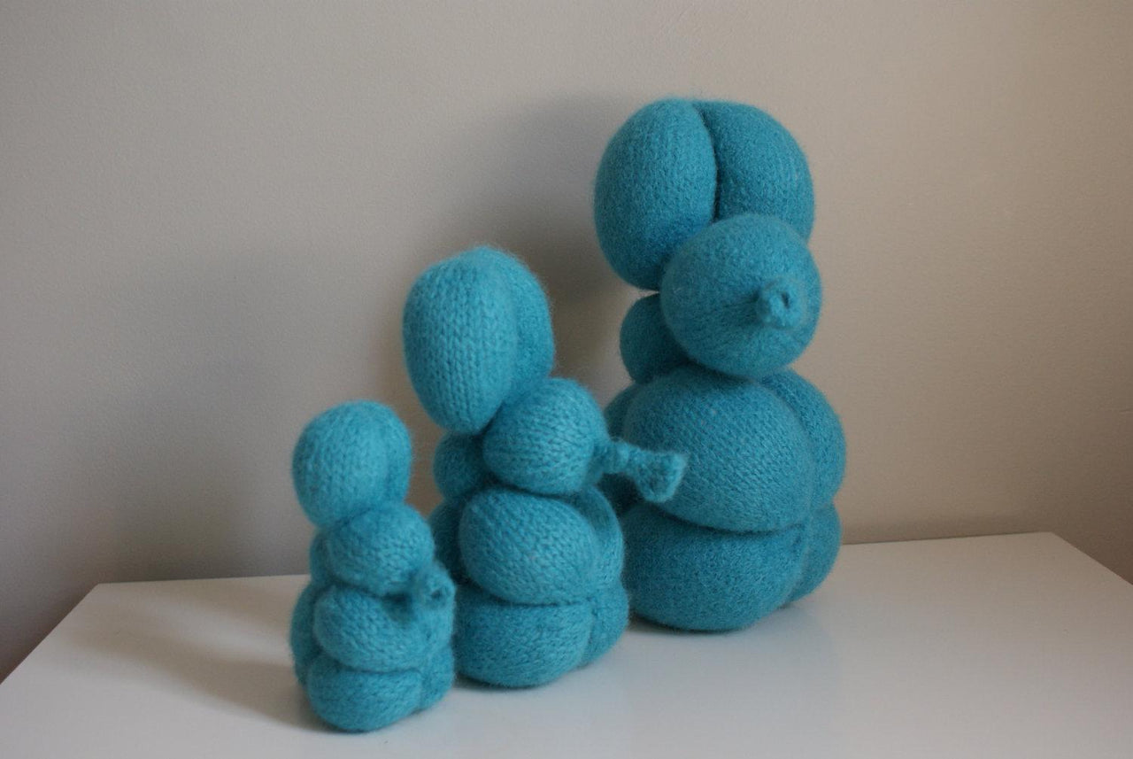 Knit Balloon-Bunny Wool Felt Toy (5" mini, 7" small, 11" large)