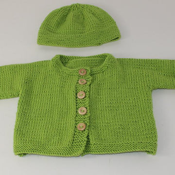 Baby Onepiece Cardigan and Beanie Hat