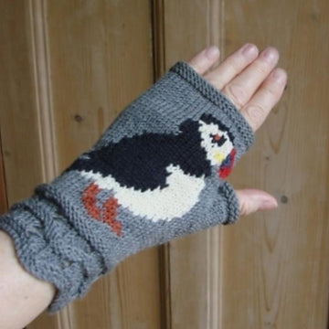 Puffin fingerless mitts