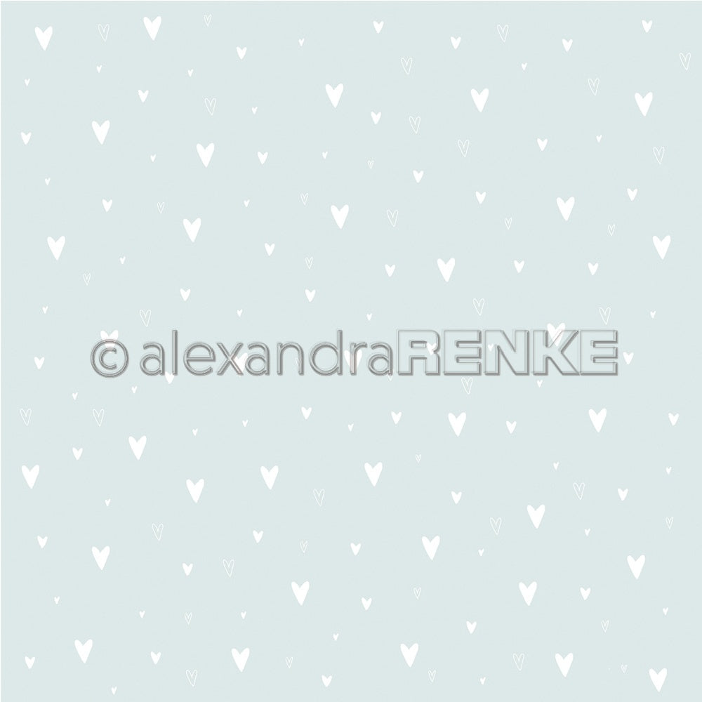 Alexandra Renke Baby In Clouds Design Paper 12"X12" 25/Pkg - White Hearts On Light Blue