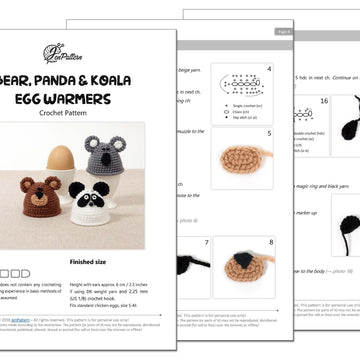 Panda, Koala and Bear egg warmers