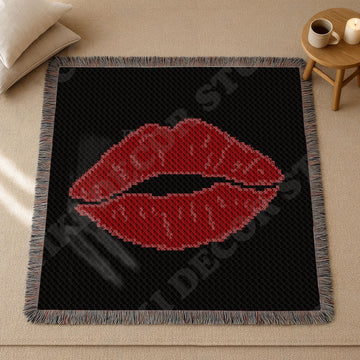 C2C Kiss Me Blanket Crimson Lips Graphgan Valentine's Day Throw CROCHET PATTERN