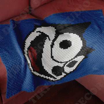 C2C CROCHET PATTERN Felix The Cat Portrait Throw Blanket