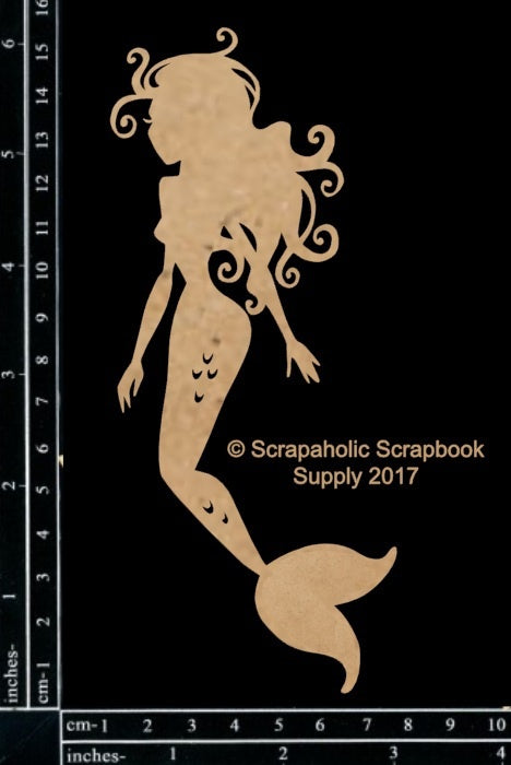 Scrapaholics Laser Cut Chipboard 1.8mm Thick - Floating Mermaid, 6"X2.6"