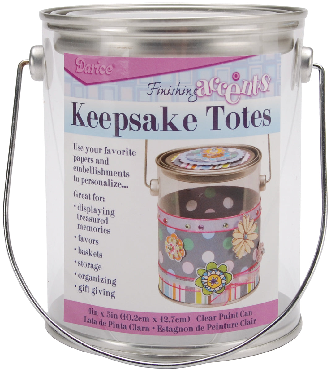 Darice Keepsake Totes Clear Paint Can 4"X5" - 408004