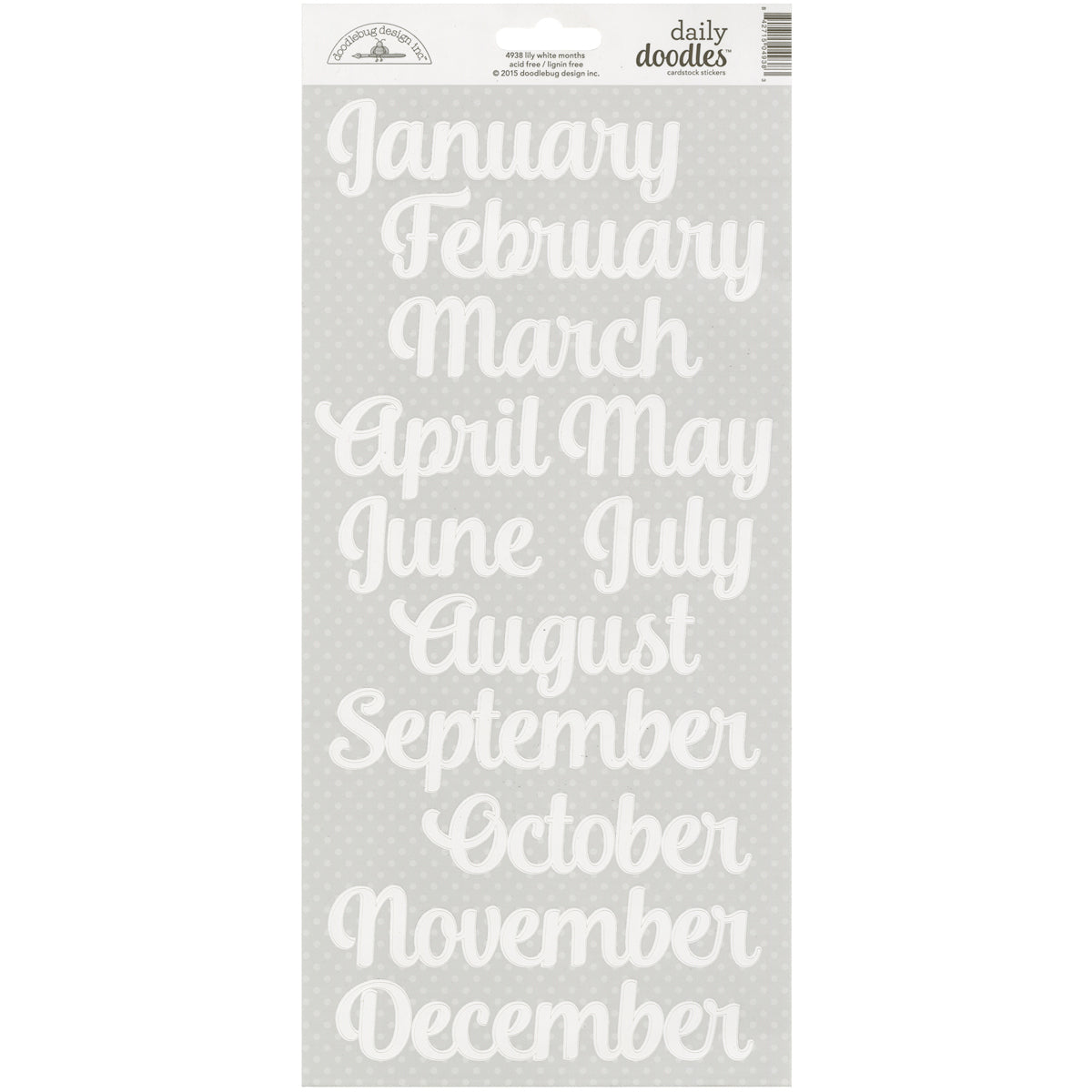 Doodlebug Daily Doodles Cardstock Stickers 6"X13" - Lily White Months