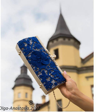 Irish lace blue handbag