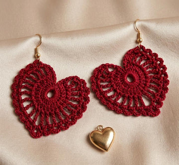 58. Crochet heart Valentine earrings pattern