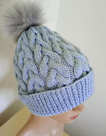 Easy Cable Aran Hat Knitting Pattern Womens Mens Unisex