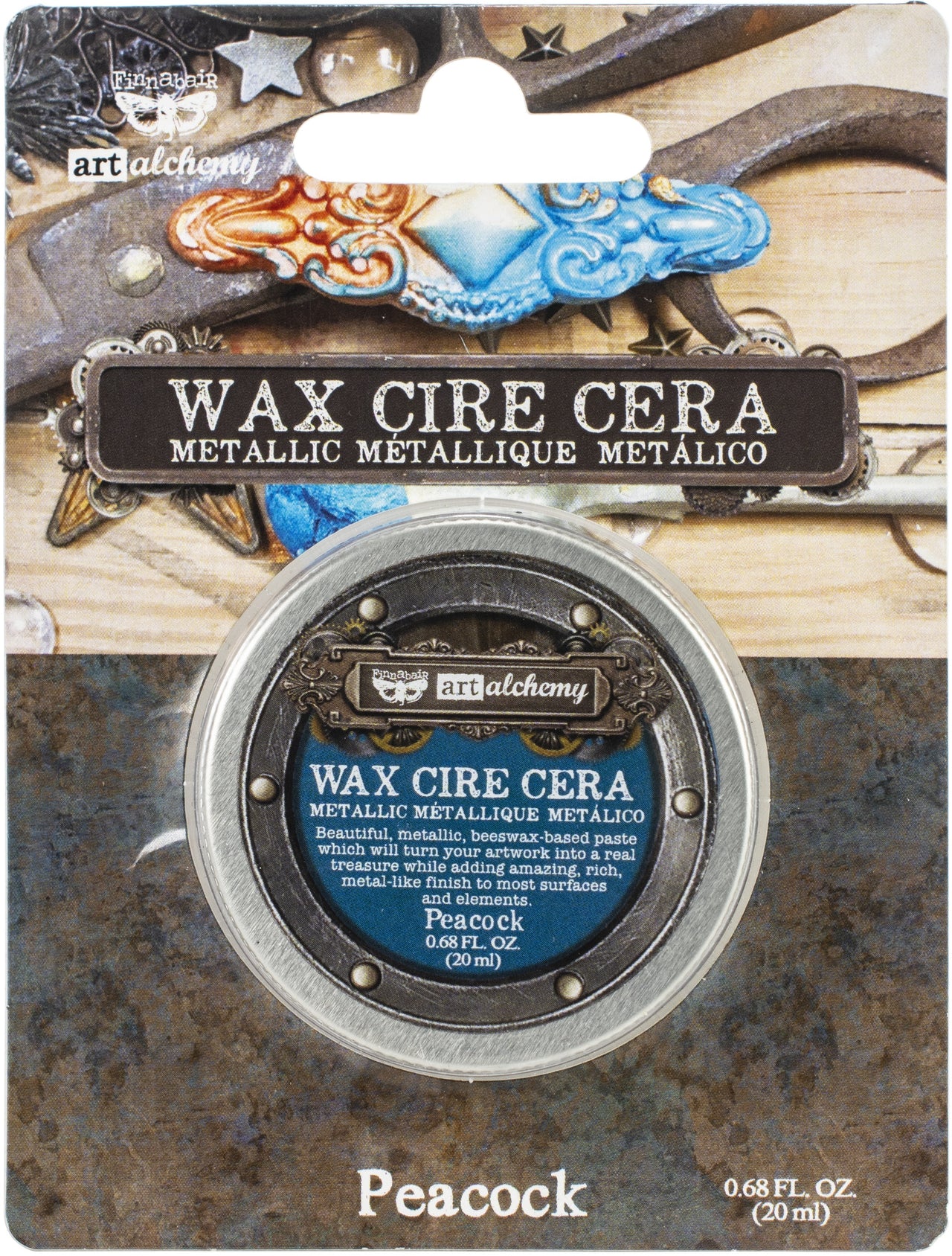 Prima Marketing Finnabair Art Alchemy Metallique Wax .68 Fluid Ounce - Peacock