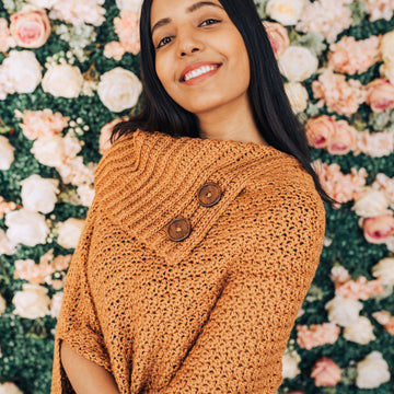 Sugar Maple Poncho in Lion Brand Basic Stitch Skein Tones - M20404 BSAP - Downloadable PDF