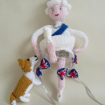 Queen Elizabeth & her Platinum Knickers Doll & Corgi Dog