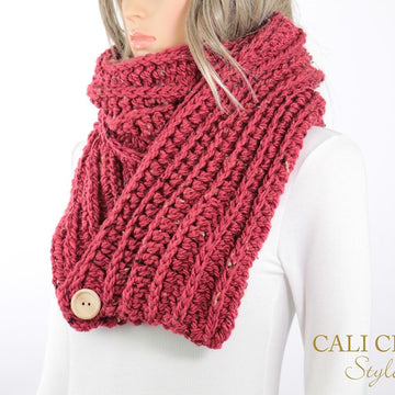 Zoe Crochet Button Scarf #803