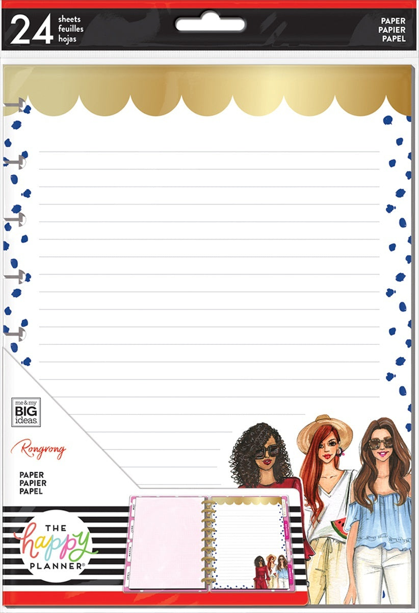 Happy Planner X Rongrong Fill Paper 24/Pkg - Lined Sheet With Foil